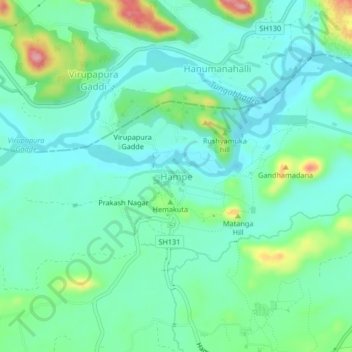 Hampi topographic map, elevation, terrain