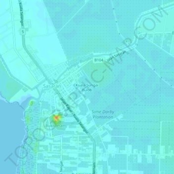 Kuala Sungai Buloh topographic map, elevation, terrain