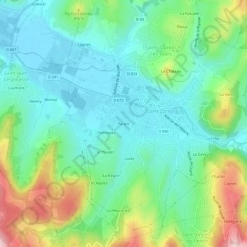 Parant topographic map, elevation, terrain