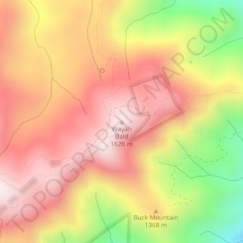 Wayah Bald topographic map, elevation, terrain