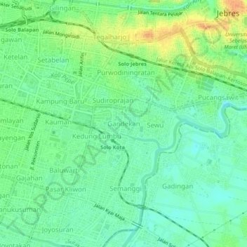 Gandekan topographic map, elevation, terrain