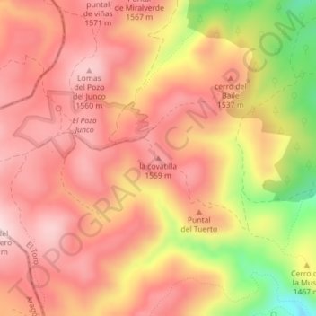 la covatilla topographic map, elevation, terrain