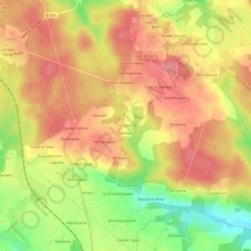 Er Lann topographic map, elevation, terrain