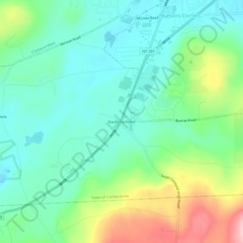 South Cortland topographic map, elevation, terrain