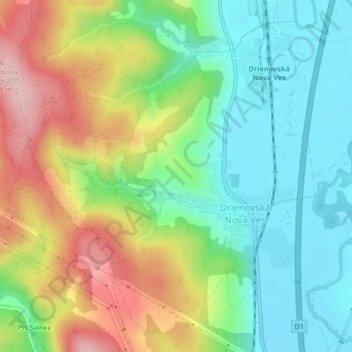 Nad lomom topographic map, elevation, terrain