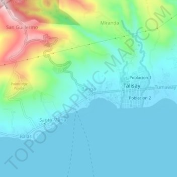 Banga topographic map, elevation, terrain