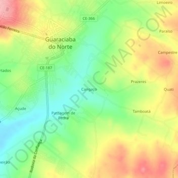 Cangaço topographic map, elevation, terrain