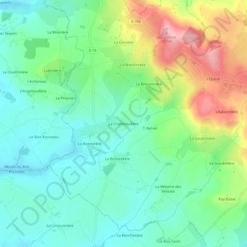 La Chambaudière topographic map, elevation, terrain