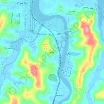 Bay Park topographic map, elevation, terrain