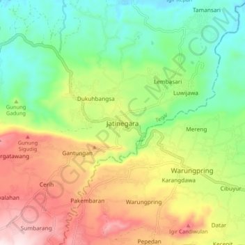 Jatinegara topographic map, elevation, terrain