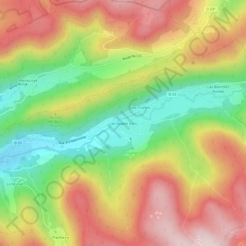 Les Quatre Sous topographic map, elevation, terrain