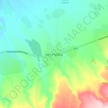Adaba topographic map, elevation, terrain
