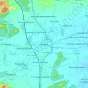 Nagari topographic map, elevation, terrain