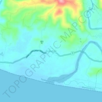 Cidadap topographic map, elevation, terrain