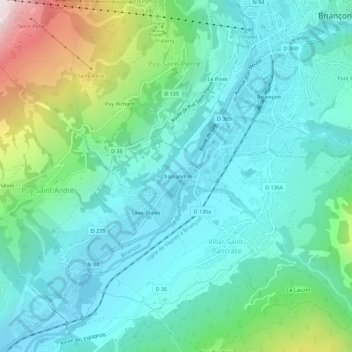 Chamandrin topographic map, elevation, terrain