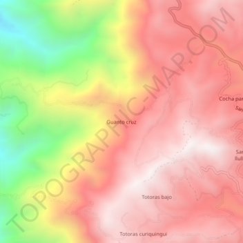 Guanto cruz topographic map, elevation, terrain