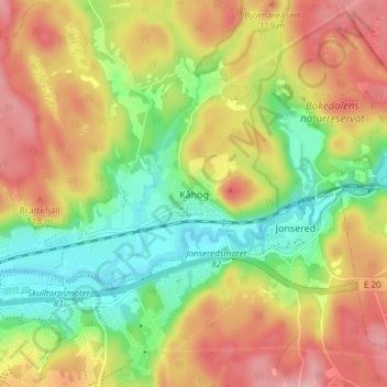 Kåhög topographic map, elevation, terrain