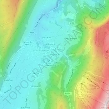 Les Jailleux topographic map, elevation, terrain