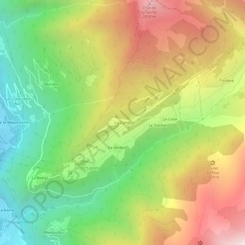 La Curiaz topographic map, elevation, terrain