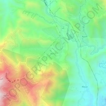 Al Jawah topographic map, elevation, terrain