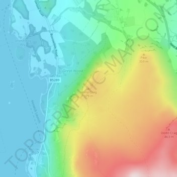 Walla Crag topographic map, elevation, terrain