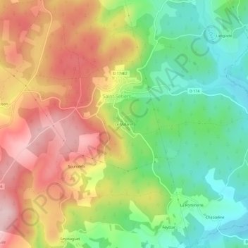 Le Malaret topographic map, elevation, terrain