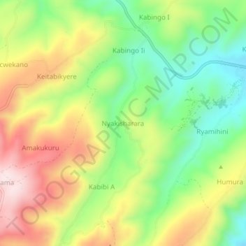 Nyakisharara topographic map, elevation, terrain