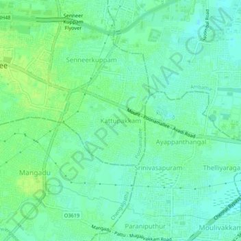 Kattupakkam topographic map, elevation, terrain