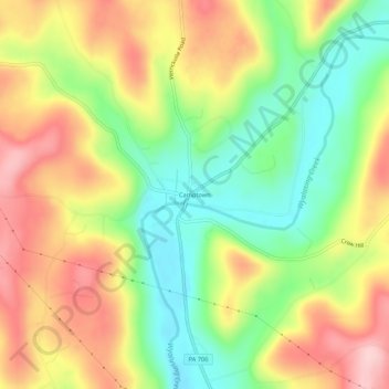 Camptown topographic map, elevation, terrain
