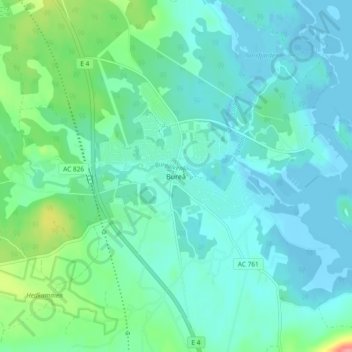 Bureå topographic map, elevation, terrain