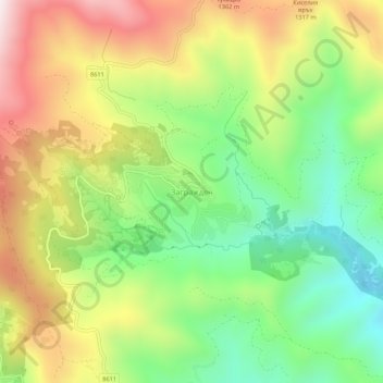 Zagrajden topographic map, elevation, terrain