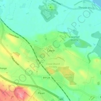 Cowie topographic map, elevation, terrain