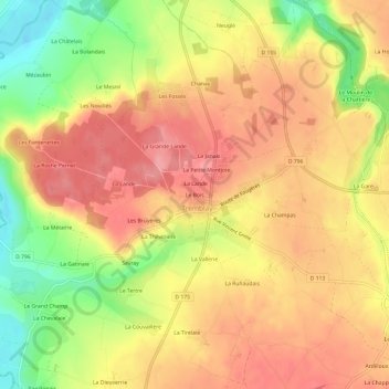 Le Bois topographic map, elevation, terrain