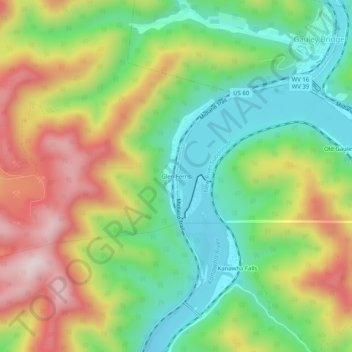 Glen Ferris topographic map, elevation, terrain