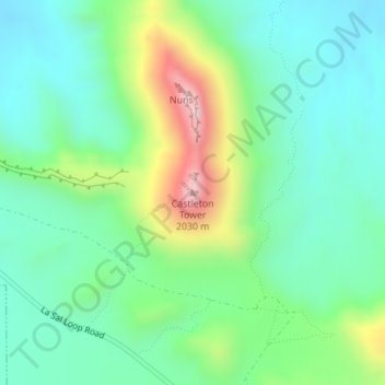 Castleton Tower topographic map, elevation, terrain