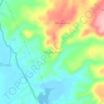 Tellumpanua topographic map, elevation, terrain