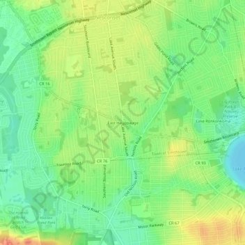 East Hauppauge topographic map, elevation, terrain
