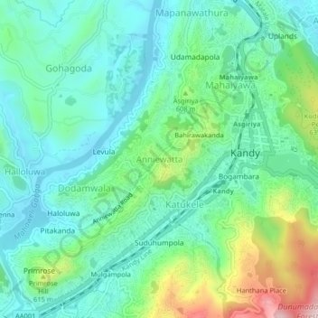 Anniewatta topographic map, elevation, terrain