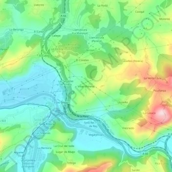Villar (Perera) topographic map, elevation, terrain