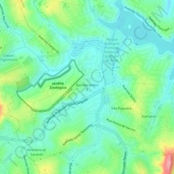 Bandeirantes II topographic map, elevation, terrain