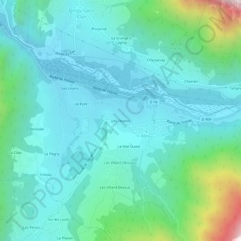 Les Teppes topographic map, elevation, terrain