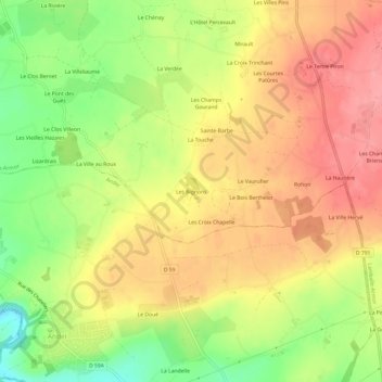 Les Bignons topographic map, elevation, terrain