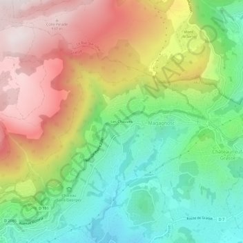 Les Chauves topographic map, elevation, terrain