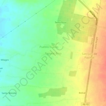 Pajonal Bajo topographic map, elevation, terrain