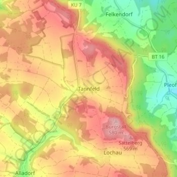 Tannfeld topographic map, elevation, terrain