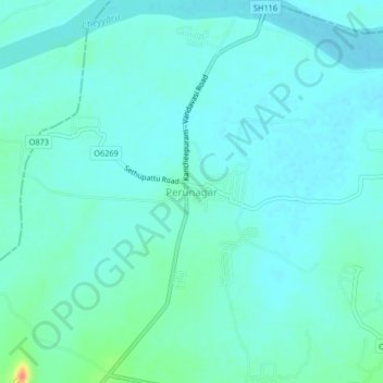 Perunagar topographic map, elevation, terrain