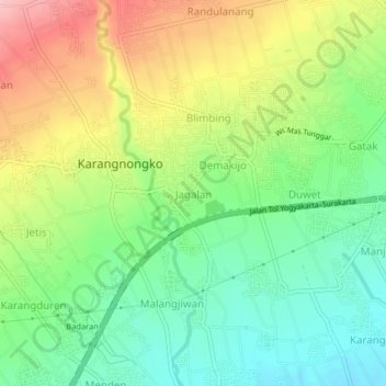 Jagalan topographic map, elevation, terrain