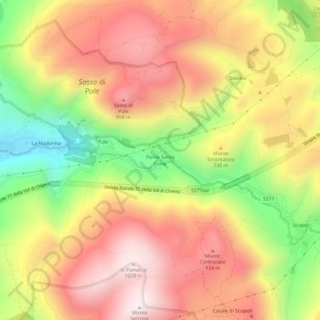 Ponte Santa Lucia topographic map, elevation, terrain