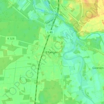 Elbergen topographic map, elevation, terrain