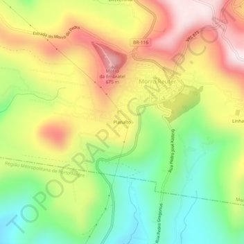 Planalto topographic map, elevation, terrain